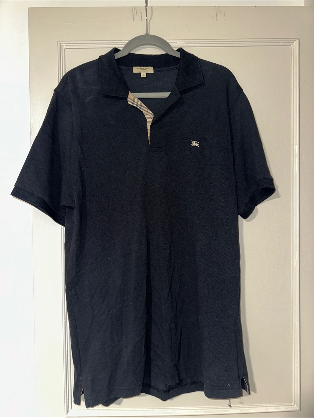 Burberry Black Polo with Signature Check Placket